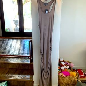 Michael Stars NWT size L (fitted) taupe cotton maxi with razor back, ruching